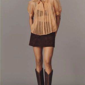 Nwot Maeve Tan sheer pleated blouse Blouse